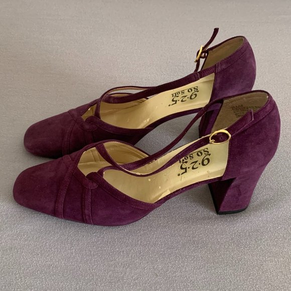 2/$25 - 9.2.5. So Soft Blackberry Wine Suede Block Heels - Size 8.5M - Picture 5 of 12